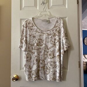 Women Shirts Floral & Navy Short Sleeves Pullover Blouses Size 22W and 2 XG